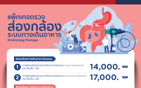 ตรวจส่องกล้องระบบทางเดินอาหาร Endoscopy Package
