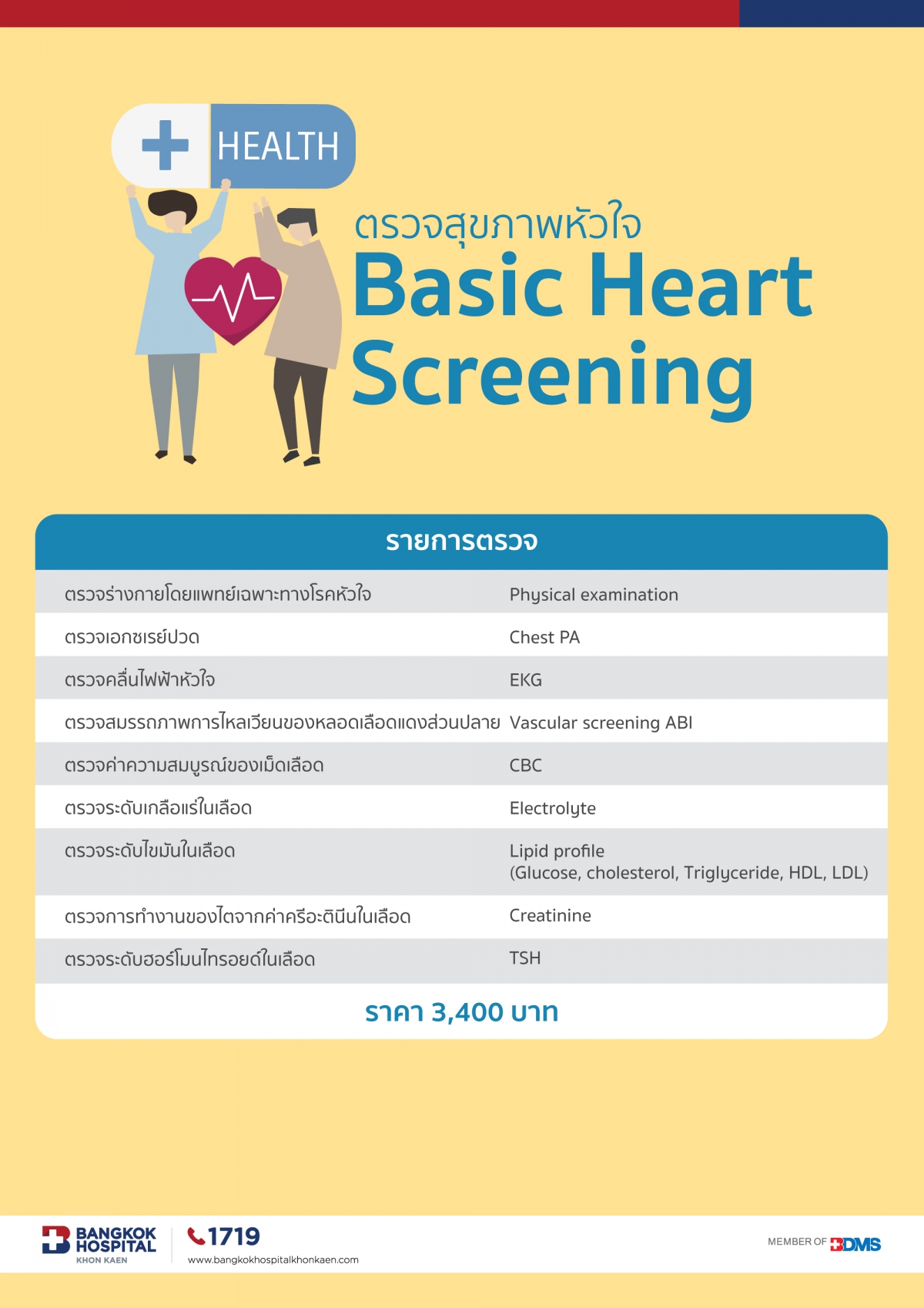 รายการตรวจสุขภาพหัวใจ Basic Heart Screening